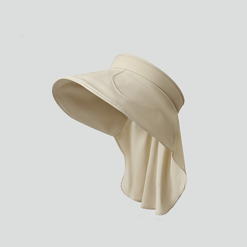 Summer Solid-color Sun Hat With Wide Brim, Shoulder Protection, Neck Protection, Open Top Hat For Outdoor Cycling, Sun Protection Hat For Going Out, Hat For Outdoor Activities