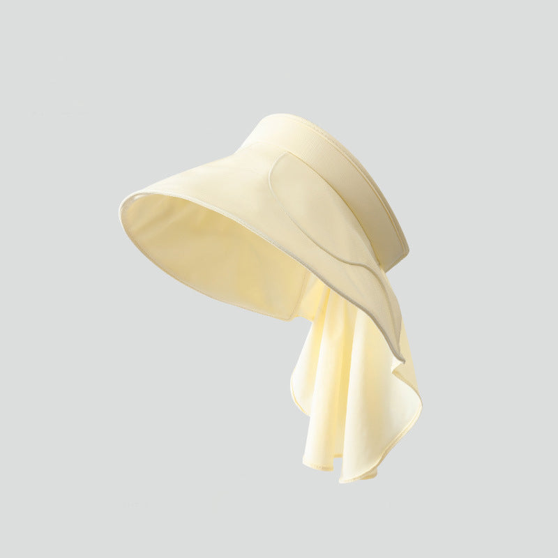 Summer Solid-color Sun Hat With Wide Brim, Shoulder Protection, Neck Protection, Open Top Hat For Outdoor Cycling, Sun Protection Hat For Going Out, Hat For Outdoor Activities